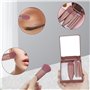 WOLMIK Lot de 5 mini pinceaux de maquillage de voyage avec étui et miroir, kit de pinceaux de maquillage portable, pour fond de