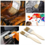 Lot de 2 pinceaux de cuisine en poils naturels - Résistant à la chaleur - Avec long manche en bois - Pour la viande, les pâtisse
