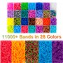 INSCRAFT 12750 PCS Elastique Bracelet Kit de Recharge, 28 Couleurs avec Boîte, 600 Pinces, 200 Perles, 52 Perles Lettres, Loom B