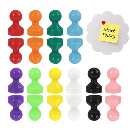 Pack de 20 Aimants pour Réfrigérateur 8x14mm - Aimants Néodyme Colorés en Silicone pour Tableaux Magnétiques