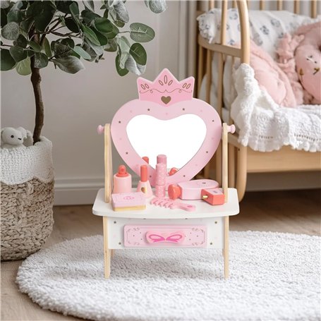 WOODENFUN Coiffeuse en bois pour fille avec 7 pièces