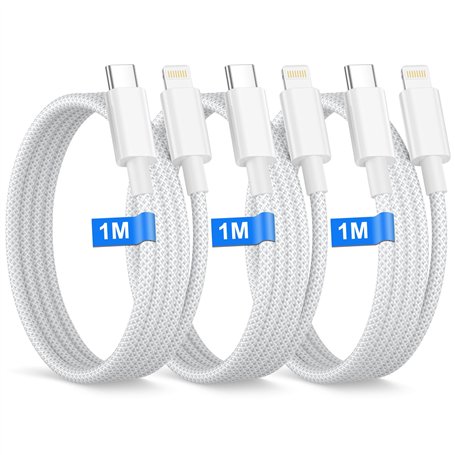 Câble iPhone USB 1M Lot de 3 [Apple MFi Certified]