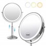TUSHENGTU 9" Miroir de Maquillage grossissant x 10 avec lumière LED Rechargeable