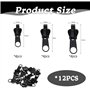 ETELIAR Curseur Fermeture Eclair 12 Pièces Curseur Fermeture Eclair Clipsable 3 Tailles Reparation Fermeture Eclair Couleur: Noi
