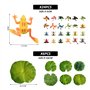 ZBHDEYG Lot de 24 jouets grenouille - 6 feuilles de lotus de simulation - Mini grenouille - Jouet de bain pour animaux - Jouet f