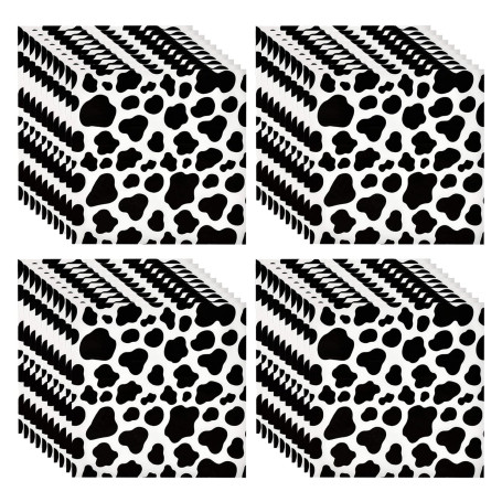 Lot de 40 mouchoirs de sac de vache - Accessoires de fête personnalisés - Accessoires de décoration jungle - Noir