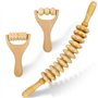 Uoimky Lot de 3 rouleaux de massage en bois avec poignée - Anti-cellulite - Pour le dos
