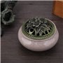 Brûleur d'Encens en Céramique, Porte-Encens en Céramique avec Encensoir en Porcelaine en Calebasse en Laiton pour Ornement de Sa