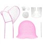 Bonnet à mèches en silicone avec trous - Réutilisable - Pour coloration et appareils de coiffure - Rose
