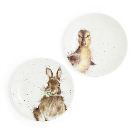 Portmeirion Home & Gifts Wrendale Lot de 2 assiettes à découper Motif lapin et caneton