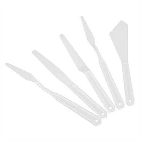 5pcs Couteaux à Palette à Peinture en Plastique Couleur Blanche Palette Couteaux Peinture Art Pigment Spatules