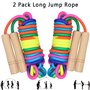 Corde à Sauter Longue 5m, 2 pièces Saut Corde Groupes, Jump Rope Multijoueurs Avec Poignée en Bois pour enfants et adultes, Spor