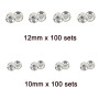 BetterJonny Lot de 200 boutons-pression en métal 12 mm et 10 mm pour coudre des vêtements - Argenté