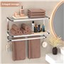 DDS-DUDES Porte-serviettes à 3 niveaux pour salle de bain avec barres porte-serviettes, étagère multicouche pour hôtel en acier 
