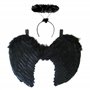 REDSTAR FANCY DRESS Ailes d'Ange et Auréole Noires – Ailes d’Anges Adultes Noires – Déguisement Halloween Femmes pour Soirée Dég