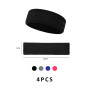 Lot de 4 serre-tête en coton polyester - Accessoire de sport - Bande élastique antidérapante - Pour hommes et femmes - Convient