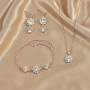QKEPCY Ensemble de Bijoux Tournesol pour Femme Cristal Incrusté Or Rose Fleur Pendentif Réglable Collier Boucles D'oreilles Brac