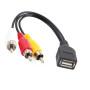 Bolwins D48 Câble USB vers 3 RCA AV Audio Vidéo
