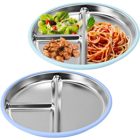 WEFHEF 2 Pcs Assiette Ventouse pour Bébé en Acier Inox