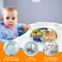WEFHEF 2 Pcs Assiette Ventouse pour Bébé en Acier Inox, Assiette Compartiment Enfant 23 cm, Assiette Inox avec Rebord en Silicon