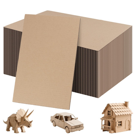 MUKCHAP Lot de 60 feuilles rectangulaires en carton ondulé 30 cm x 20 cm x 3 mm