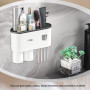 WUERKIYA Porte Brosse à Dents Mural avec Distributeur Dentifrice Automatique Support Salle de Bain sans Percage 4 Fentes pour Br