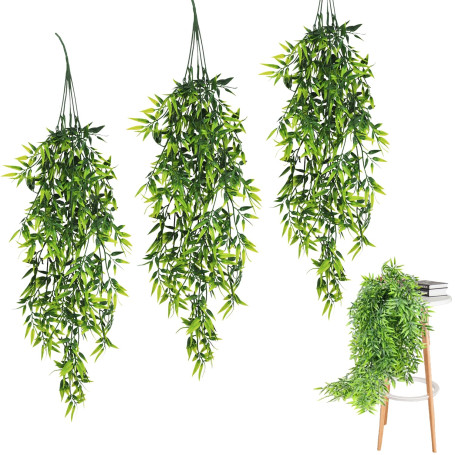 RHQFDM Plantes Artificielles Suspendues 4 Pcs 83CM Plantes en Plastique Suspendues Anti-Ultraviolet Feuille de Bambou Artificiel