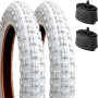 2PCS 14 Pouces Pneu Blanc Pliable 14x2.125 57-254 et 14 Pouces Chambre à air AV32mm Schrader Valve Compatible vélos de Course