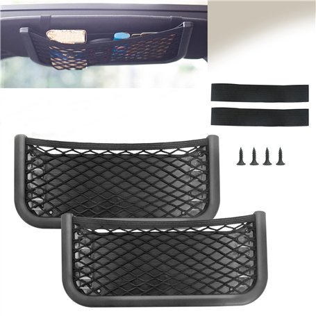 Filet Rangement Voiture Pochette Stockage - 2 Pièces Sac de Rangement Universel Multifonctionnel Auto-adhésif en Filet pour Les
