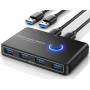 Jancane Commutateur KVM USB 3.0 pour 2 ordinateurs partageant 4 périphériques USB ; Bouton-poussoir