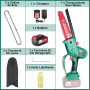 HYCHIKA Mini Tronconneuse A Batterie 18V, 20 cm Tronconneuse Electrique Sans Fil, Couvercle de Protection, Graissage Automatique