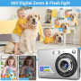 Appareil Photo Numérique 56MP 4K Compact Caméra Zoom Numérique 20X Digital Camera avec Carte de 32 Go pour Étudiant Adulte Début