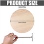 Lot de 20 plaques de bois de bricolage rondes en bois naturel - 20 x 20 cm - Plaques de bois pour travaux manuels, contreplaqué 