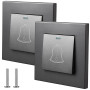 Lot de 2 boutons de sonnette - 86 x 86 mm - Bouton de sonnette extérieur 220 à 250 V - Interrupteur encastré - Pour l'extérieur
