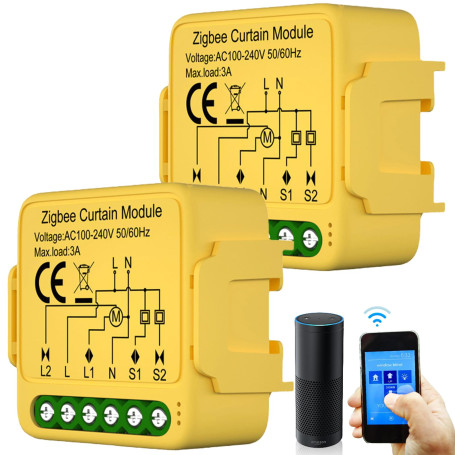 Tuya Lot de 2 modules d'interrupteur intelligent pour volet roulant WiFi 2