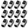 Leikurvo Lot de 12 modules RJ45 CAT6a Keystone - 10 Gbit/s - Coupleur réseau - Connecteur blindé Keystone Jack - Prise RJ45 - Po