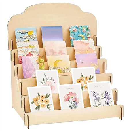 GBKDQQ Présentoir à cartes en bois avec support à 4 niveaux
