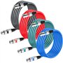 GBKDQQ Lot de 4 câbles XLR 3 m de qualité supérieure - Câble de microphone symétrique DMX - Câble de connexion 3 broches mâle ve
