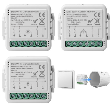 Tuya Lot de 3 modules d'interrupteur intelligent pour volet roulant WiFi 2