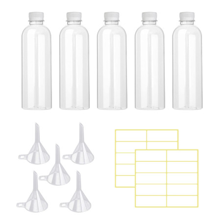 Lot de 5 flacons en plastique transparent de 100 ml