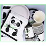 Doyomtoy Lot de 61 Ustensiles de Fête Panda, Décoration D'anniversaire Panda,Vaisselle de Fête Sur le Thème du Panda, Assiettes,