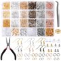 Queta 2490 Pieces 6 Couleurs Fermoirs de Boucles d'Oreilles Crochets de Boucles d'Oreilles Anneaux Ouverts avec une Pince et Bru