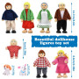 Riisoyu Famille de Poupée en Bois, 9 Mini Articulées Marionnettes Personnage Maison de Poupee Dolls de Jeu de Simulation Familia