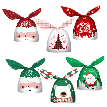 60 Pièces Noël Sachet Bonbons Oreilles de Lapin Sachet Bonbons Sacs de Cadeaux Sacs à Bonbons Sac Biscuit Noël Biscuits Sachet C