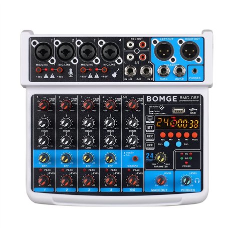 BOMGE Mini console de mixage audio DJ 6 canaux avec interface USB