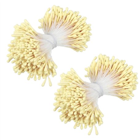 1600 Pièces Étamines Double Tête 3mm Jaune pour Décoration