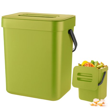 Zyluniy Poubelle à compost de cuisine 3 l - Petite poubelle bio suspendue - Petite poubelle pour plan de travail - Récipient ave
