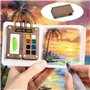 GIDWRIY Kit Aquarelle Voyage,Mini Palette Aquarelle Portable Bois,Kit D'Aquarelle Miniature,Travel Watercolor Palette avec 8 Gri
