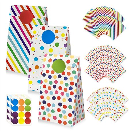 GIDWRIY Lot de 60 Pochette Cadeau Papier Couleur 9 X 5.5 X 18 cm