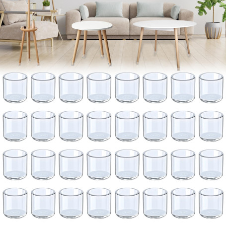 GZhaizhuan Lot de 32 capuchons de pieds de chaise ronds en plastique transparent de 25 mm - Convient pour table ronde et pieds d
